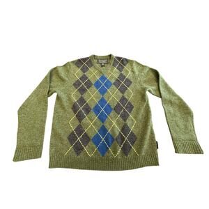 "Abercrombie & Fitch" Vtg. Grn. Argyle Sweater SZ L Preppy Academia Grandpa Core